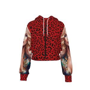 FullbreedCustom Print Women's Crop Top Hoodie With Zipper Closure